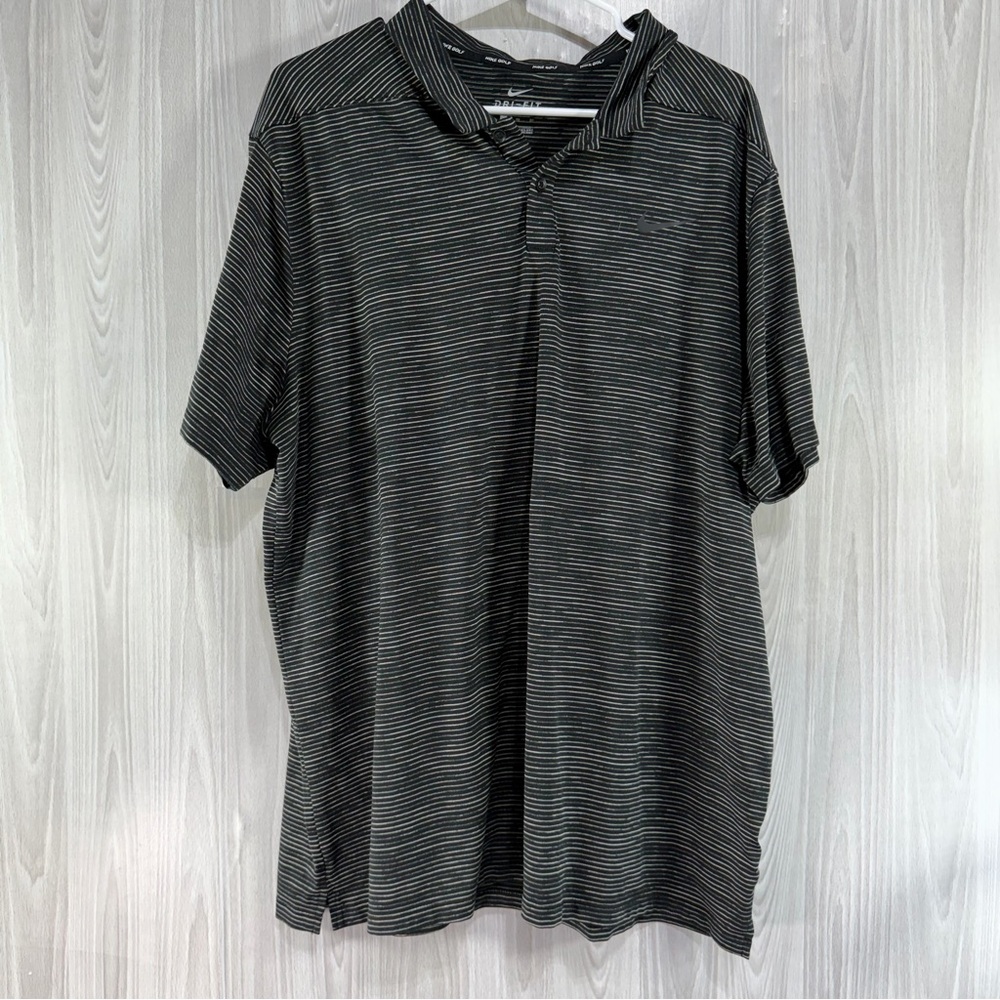 Nike Tiger‎ Woods TW Black Stripe Golf Dri-Fit Polo Short Sleeve Shirt Mens XL